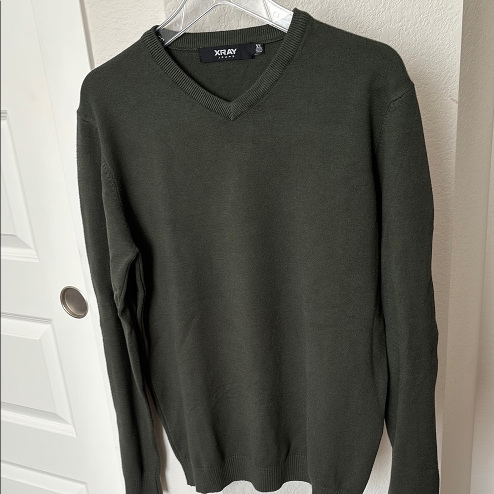 XRAY Jeans Men's V-Neck Sweater - Olive Green size XL